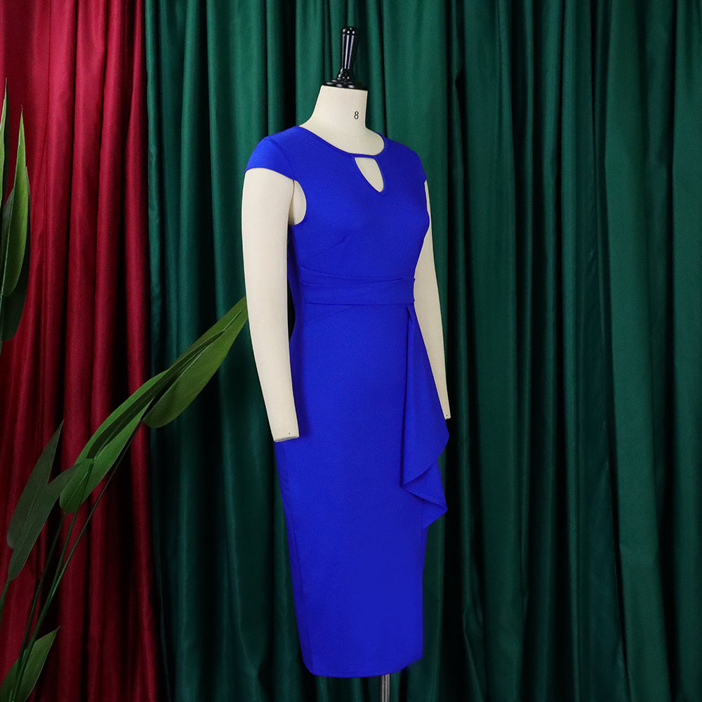 Women's Spring Summer Solid Color Ruched Chic African Dress 14