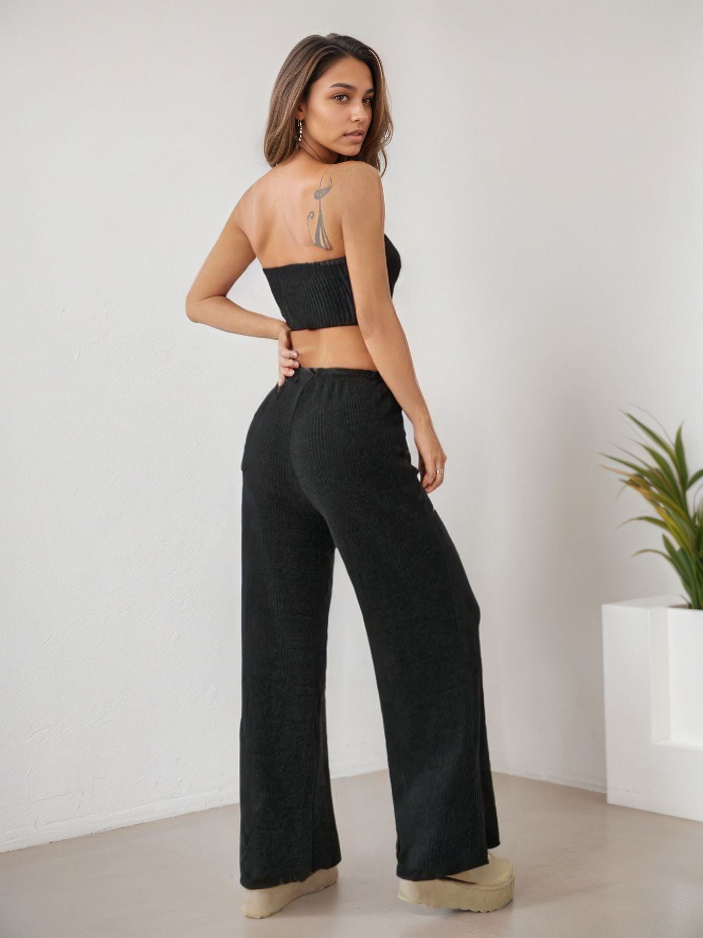 Women Sexy Ribbed Top and Pants Ribbed Two-Piece Set 8