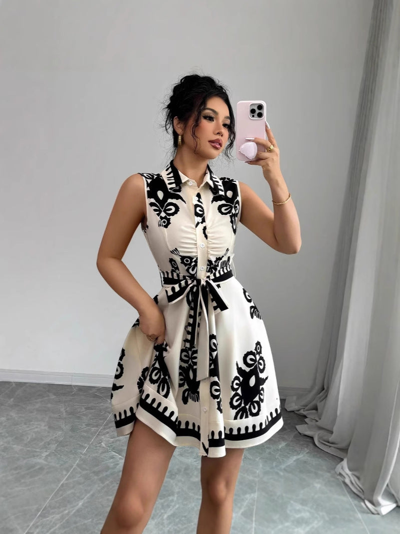 Women summer print sleeveless dress 7