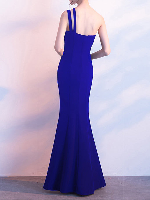 Women One Shoulder Cutout Formal Party Maxi Mermaid Evening Dress 12