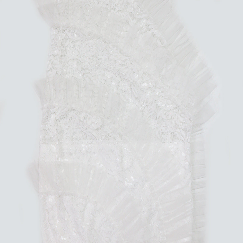 lace Strapless top irregular skirt solid color women two-piece set 13