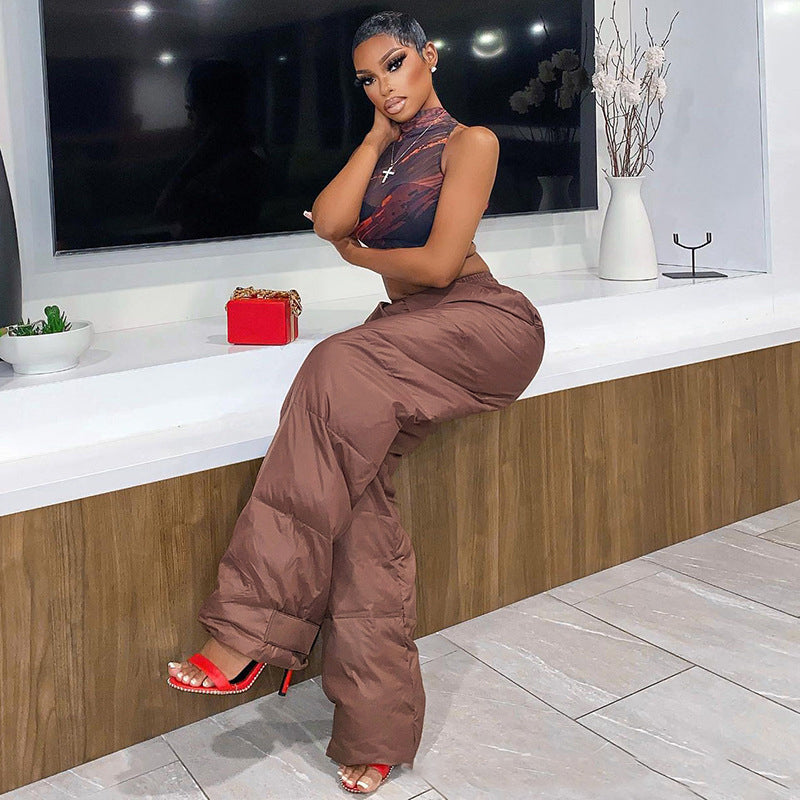 Women Vintage Lace Up Elastic Pocket Pant 8