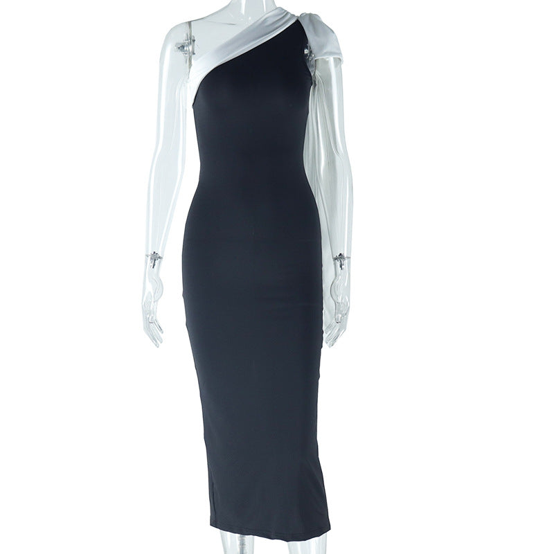 Women Solid Patchwork Sexy Sleeveless Ribbon Dress 5