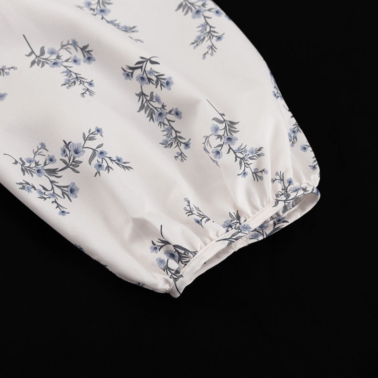 Puff Sleeve Ruffled Puff Shirt Printed Shorts Two Piece Set 12