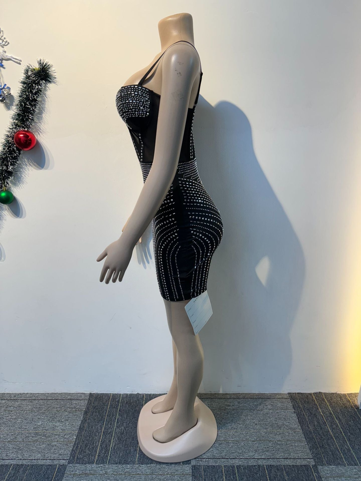 Sexy beaded see-through strap bodycon dress 8