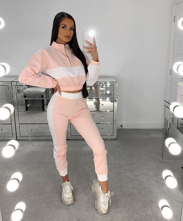 Autumn And Winter Long-Sleeved Fashion Casual Color Matching Two Piece Pants Set 3