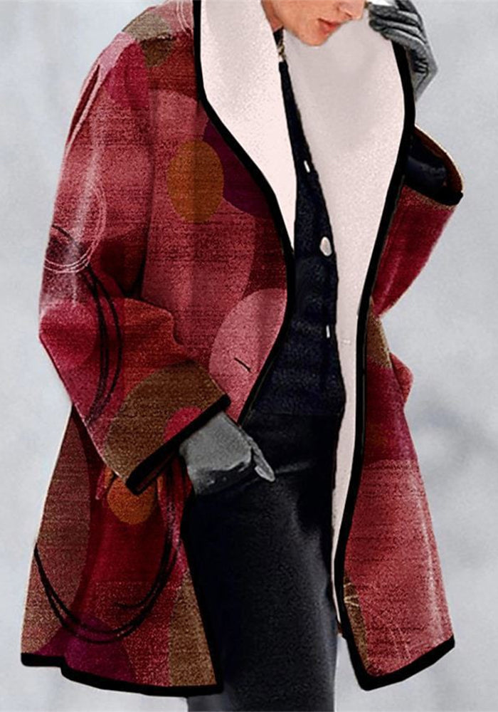 Plus Size Women Turndown Collar Loose Coat