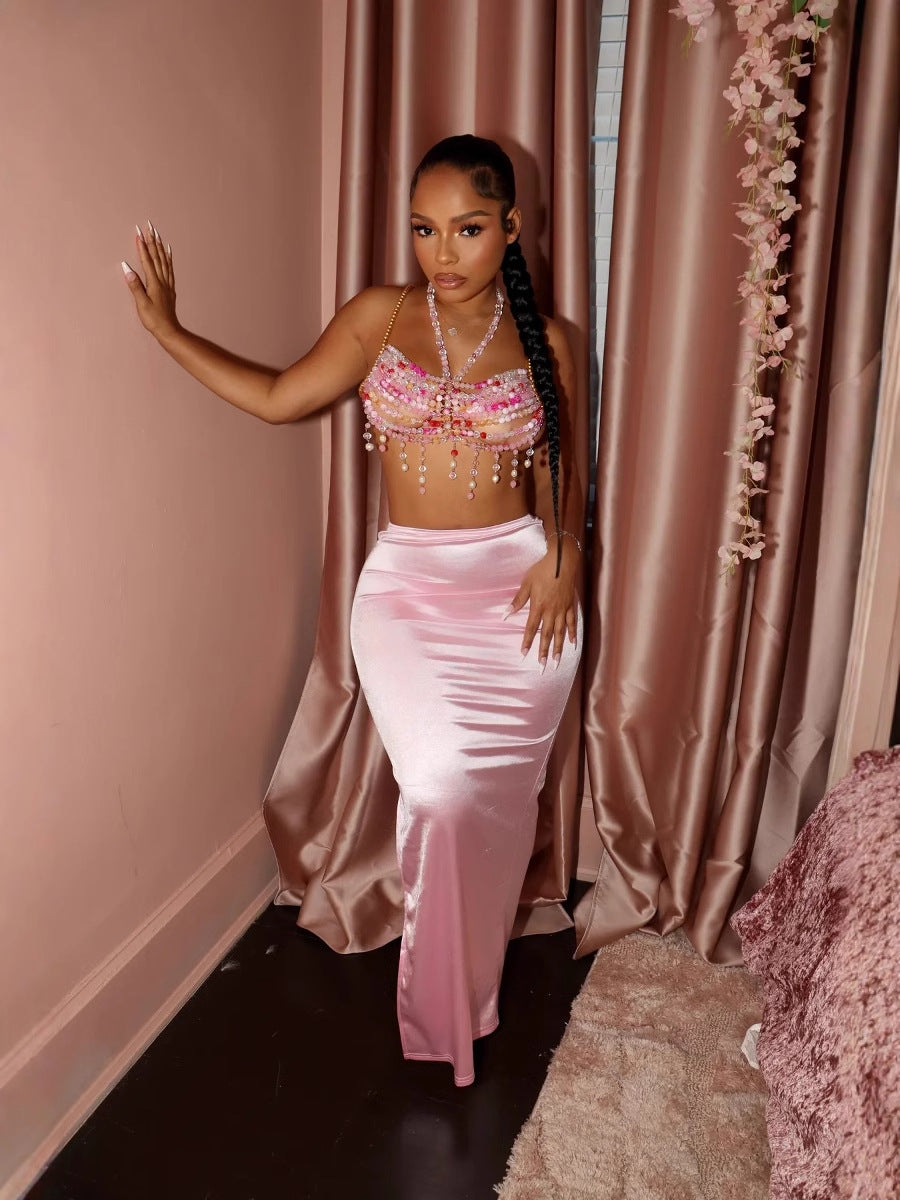 Women's Satin Slit Slim Skirt 9