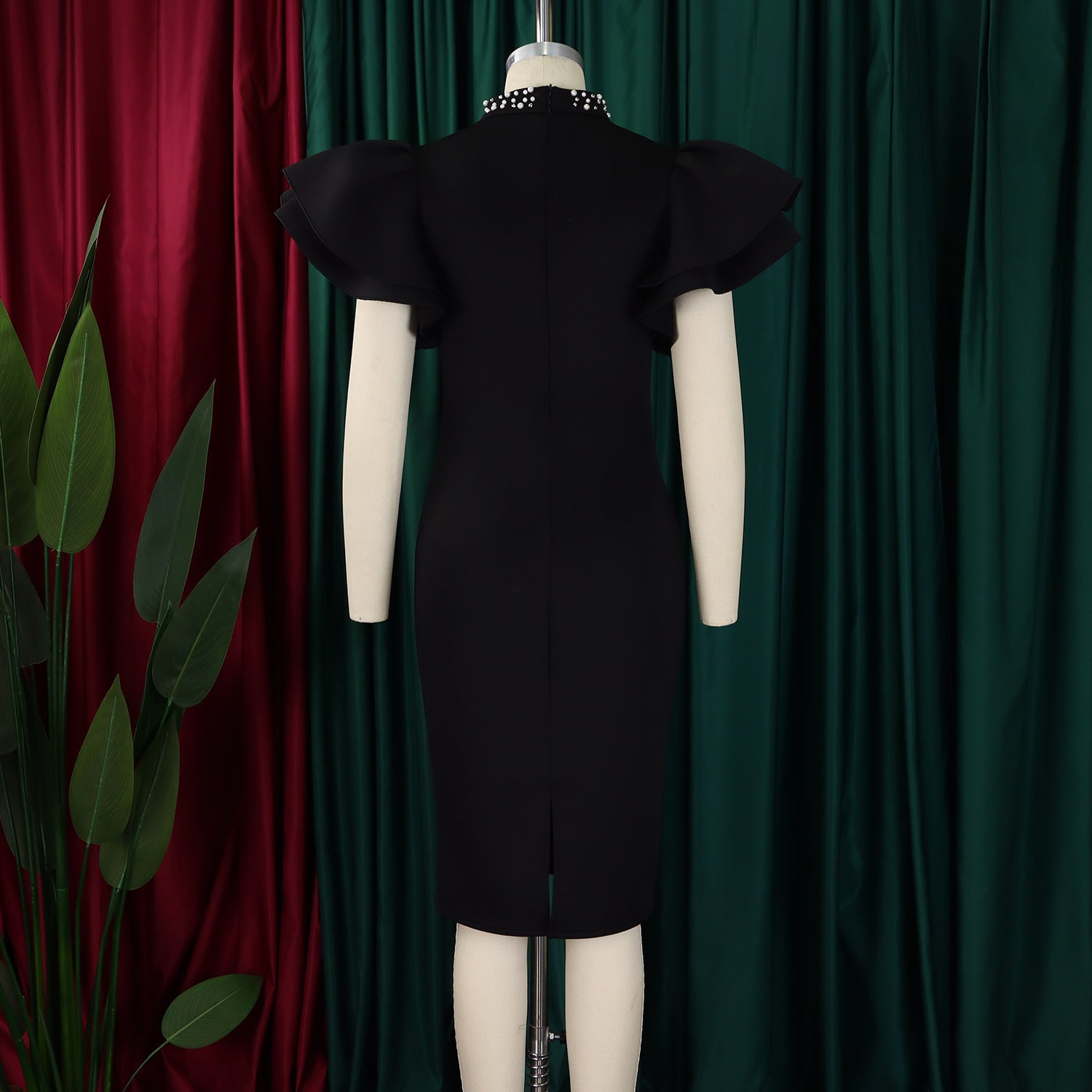 Women Sexy Ruffle Sleeve Beaded Party African Dress 27