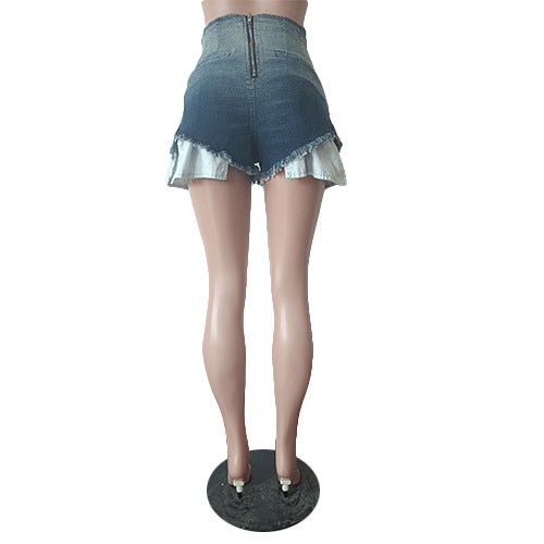 Women Fashion Pocket Ombre Denim Shorts 11
