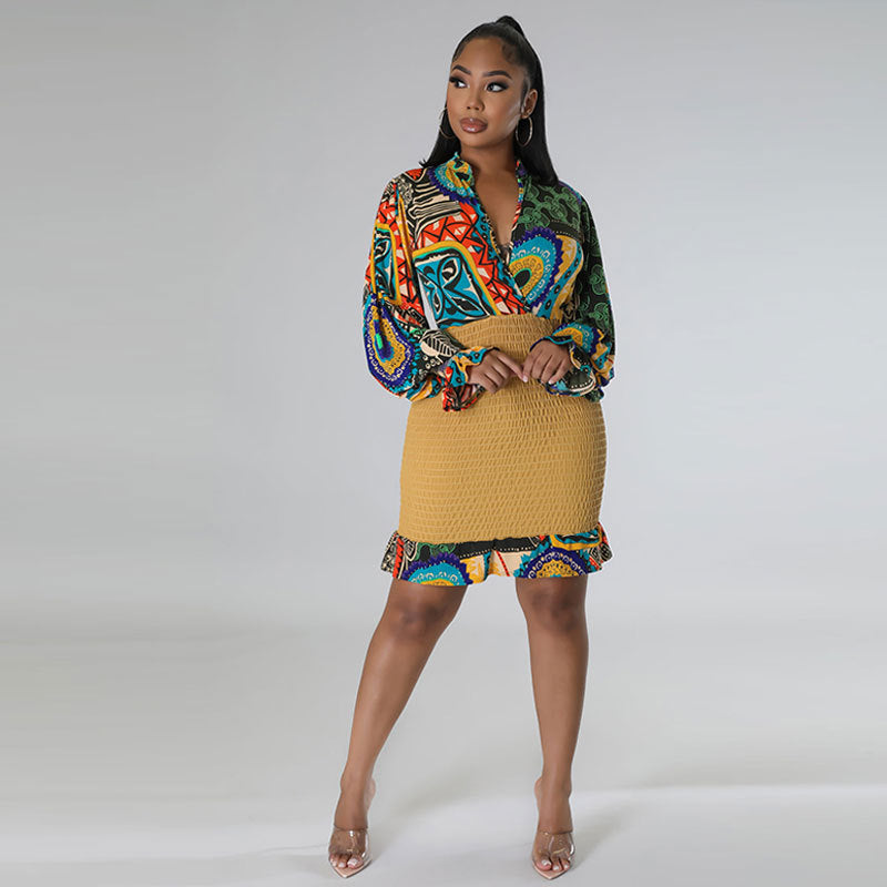 Sexy Print Upper Fishtail Slim Bodycon Dress 5