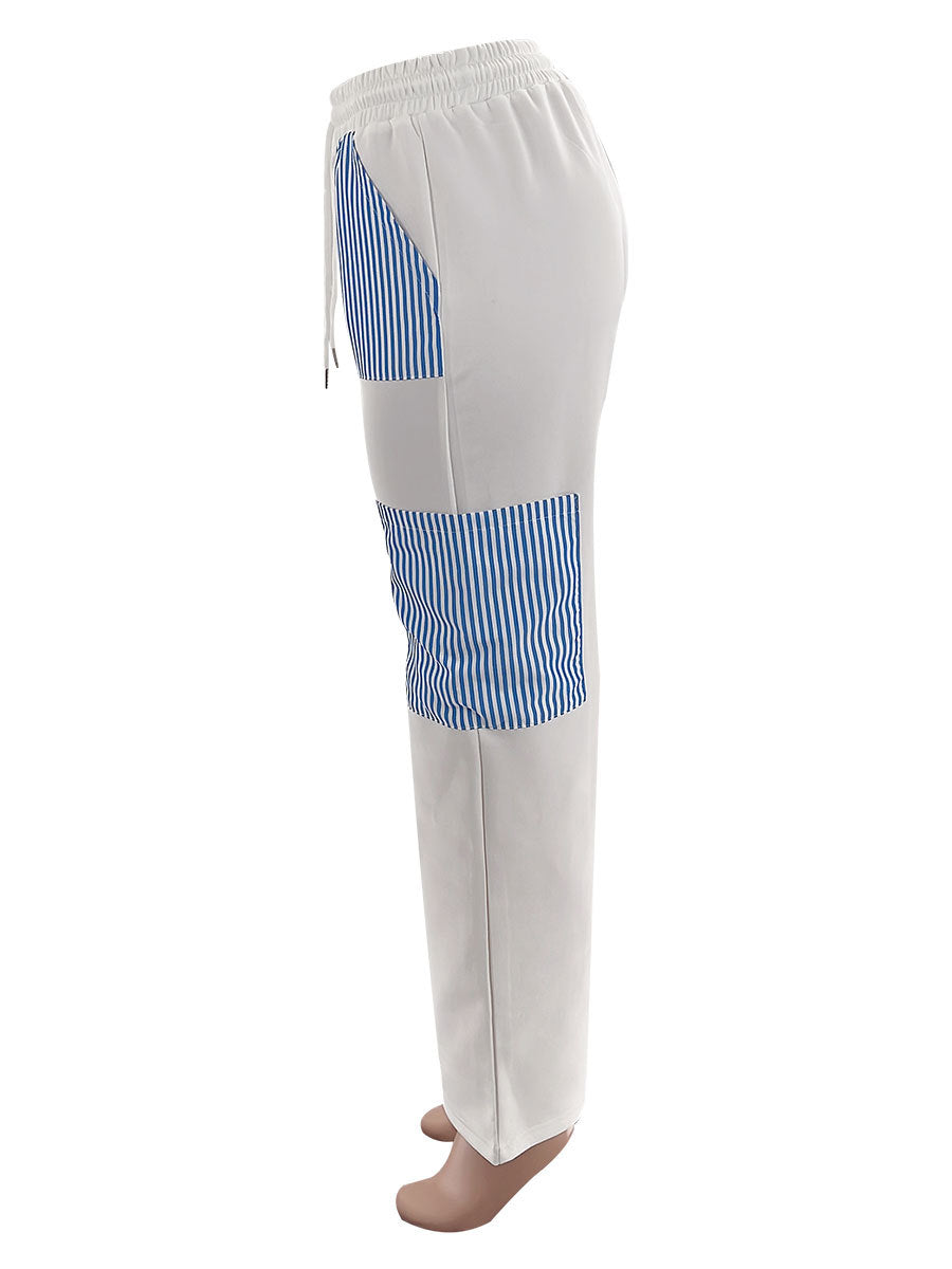 Women Casual striped color-blocked long-sleeved shirt and trousers two-piece set 18