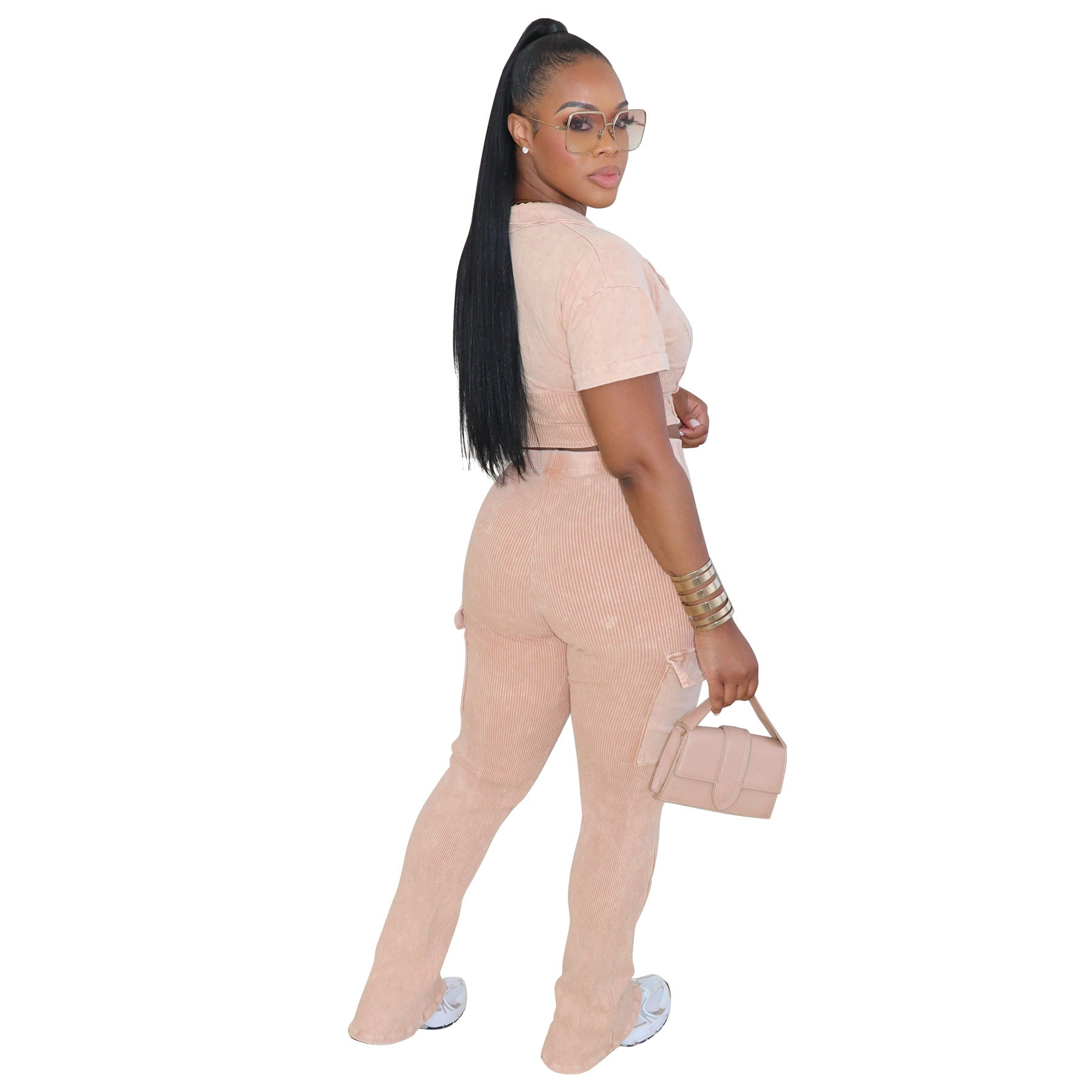 Women Sport Short-Sleeved Top and Pant Two-Piece Set 55