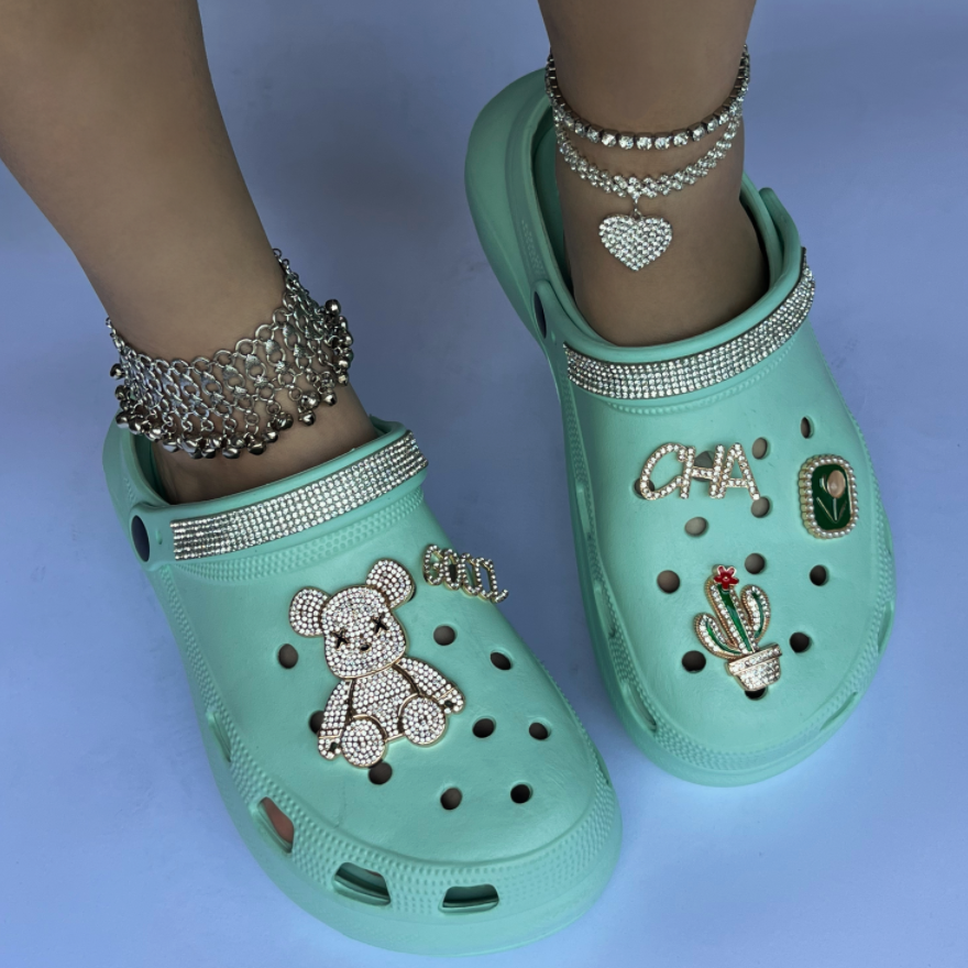 Cactus accessories high-heeled hole shoes women's summer slope heel thick bottom hole shoes women's shoes 34