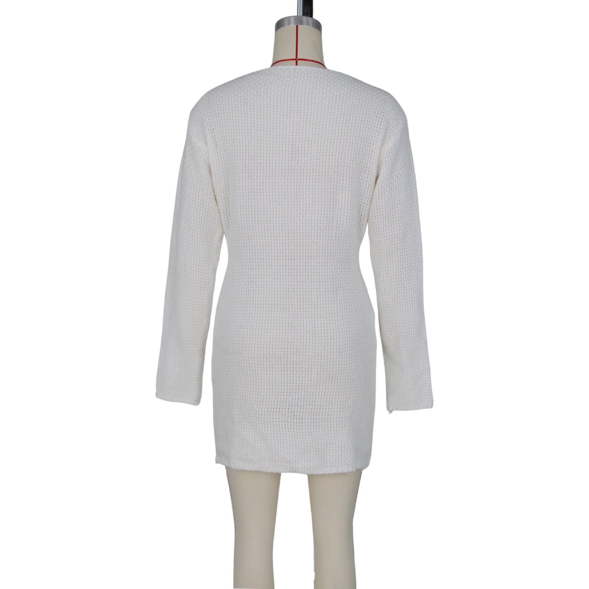 Women'S Sexy Round Neck Long Sleeve Sweater Knitting Dress 8