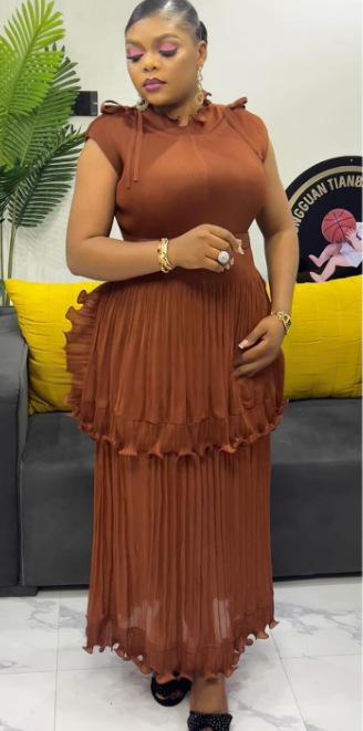 Plus Size Women's Fashion Elegant Chic Ruffle Summer Maxi Dress African Style 10