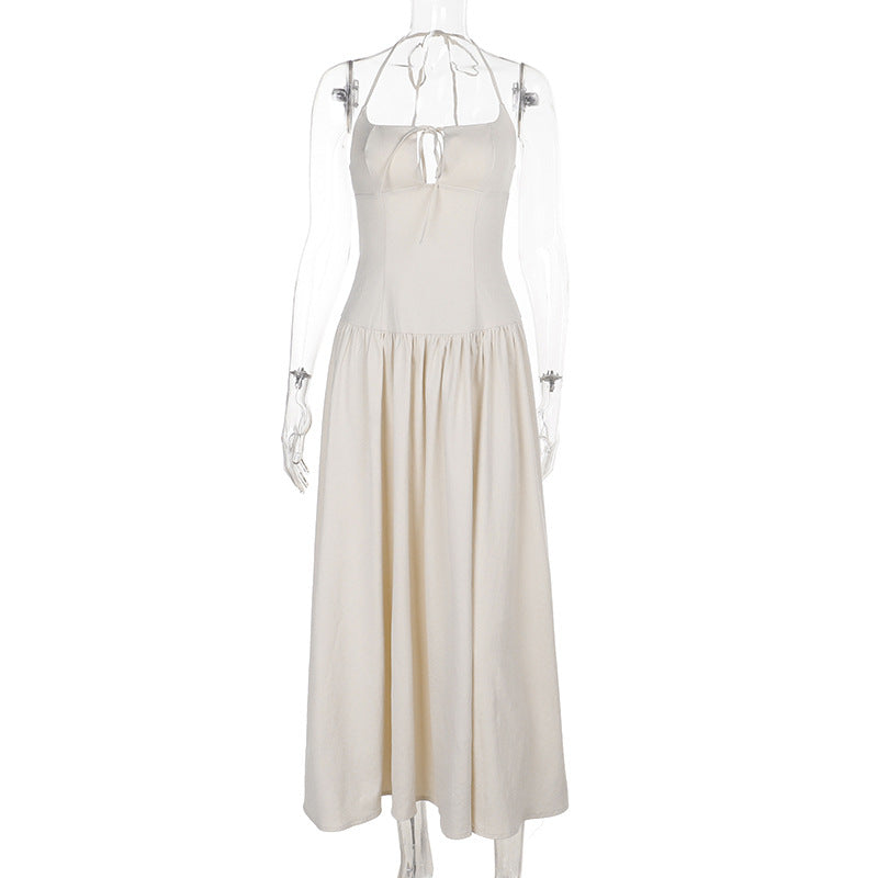 Women French Hollow Halter Neck Dress 10