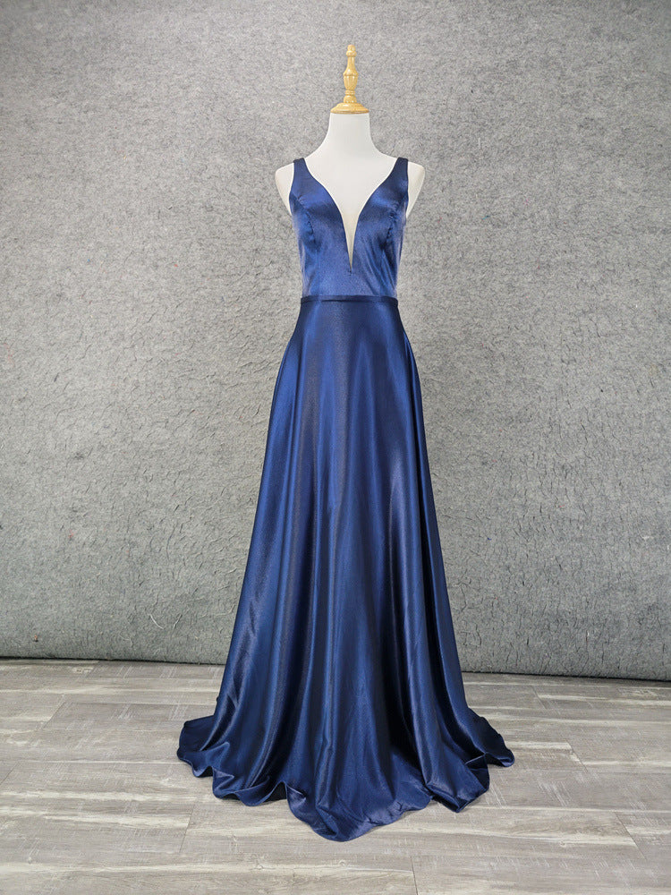 Straps Deep V Sexy Chic Formal  Party Dress A Swing Evening Dress（Processing time need 3-6 days）