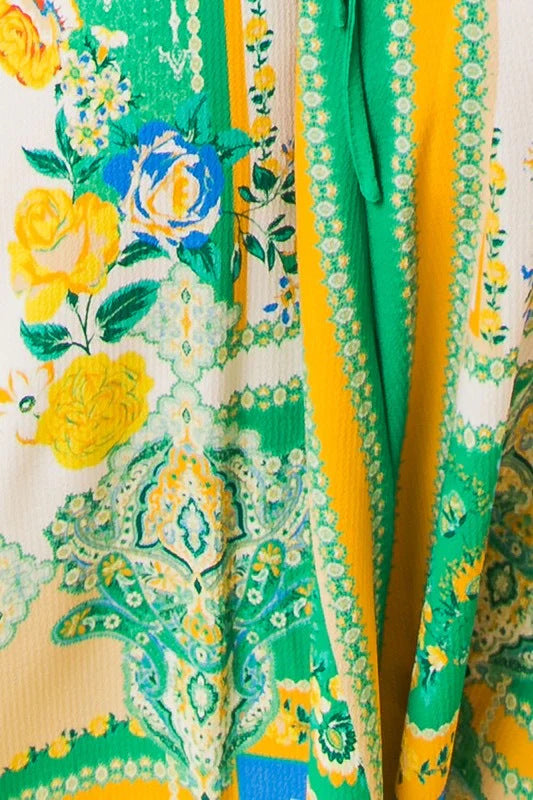 Women Spring/Summer Off-The-Shoulder V-Neck Strappy Print Dress 18