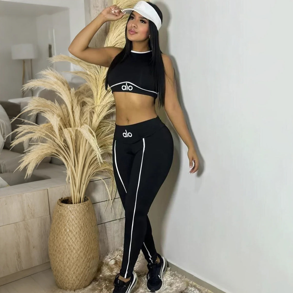 Women's Casual Anti-Shock Running Yoga Sports Fitness Two-Piece Pants Set