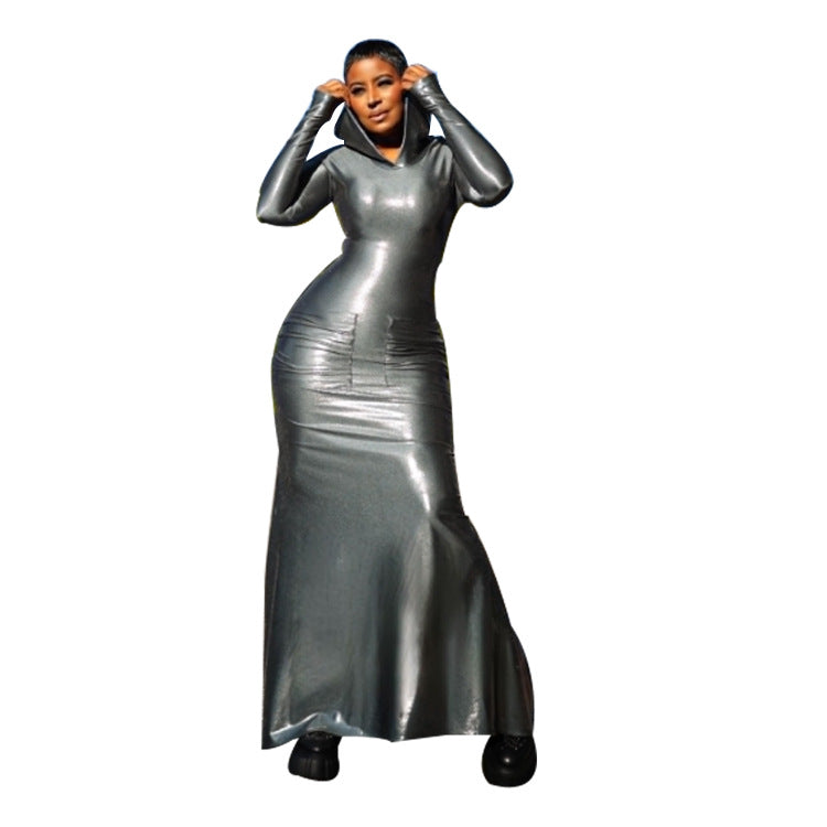Women autumn and winter sexy hooded Maxi Dress 8