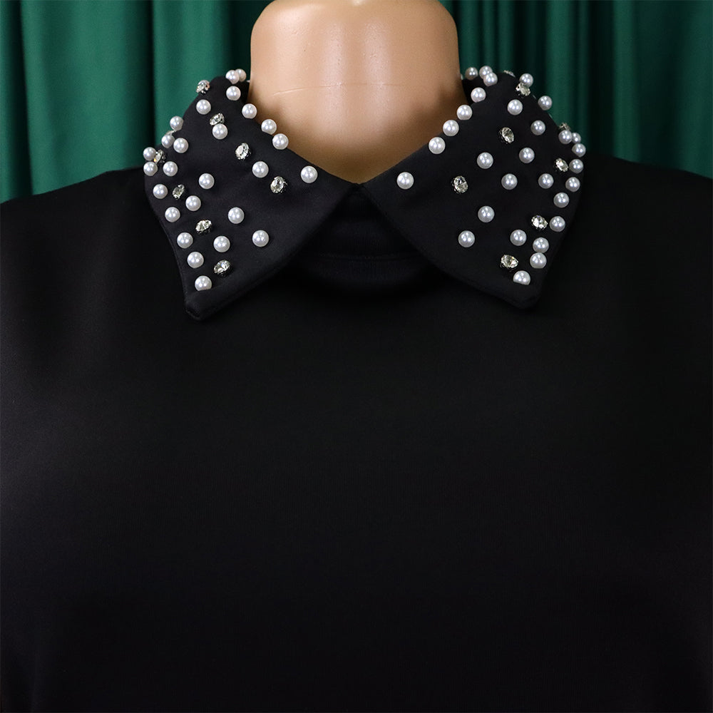 Plus Size African Women Mesh Sleeve Beaded Dress 28