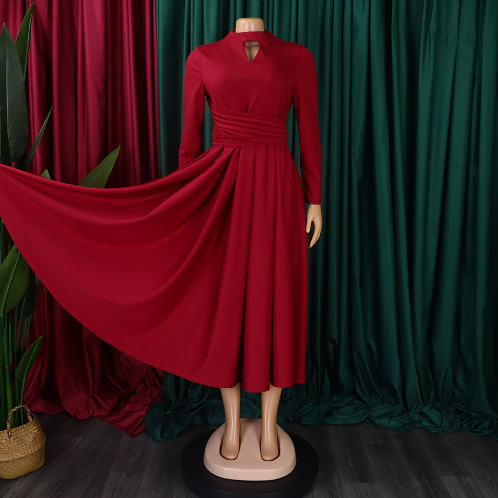 Women's Fashion Chic Pleated African Plus Size Swing Dress 13