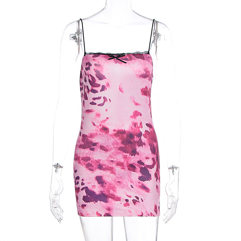 Women's Summer Printed Sexy Straps Low-Back Slim-Waist Bodycon Dress 5