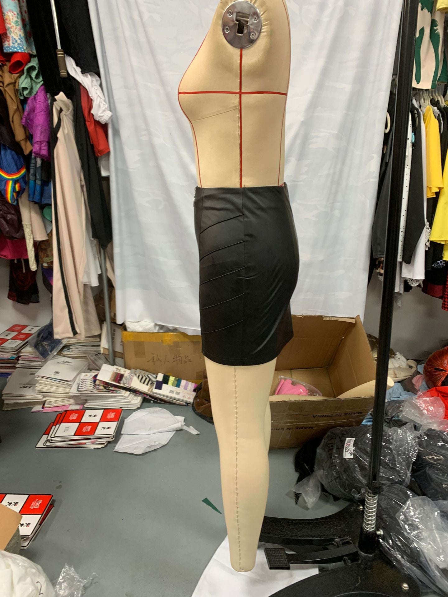 Summer Women Sexy High Waist Zipper Black Bodycon PU Leather Skirt 9