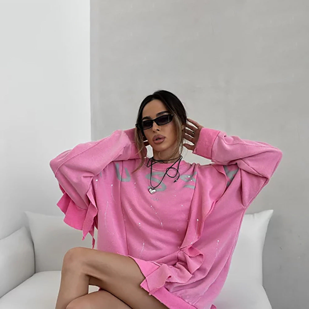 Women's Fashion Round Neck Loose Ruffle Casual Dress 7