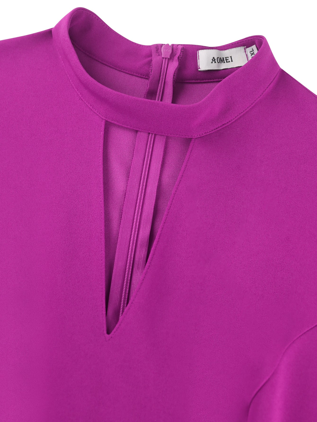 Plus Size Patchwork Lace High-Neck A-Line 3/4 Sleeve Elegant Dress 10