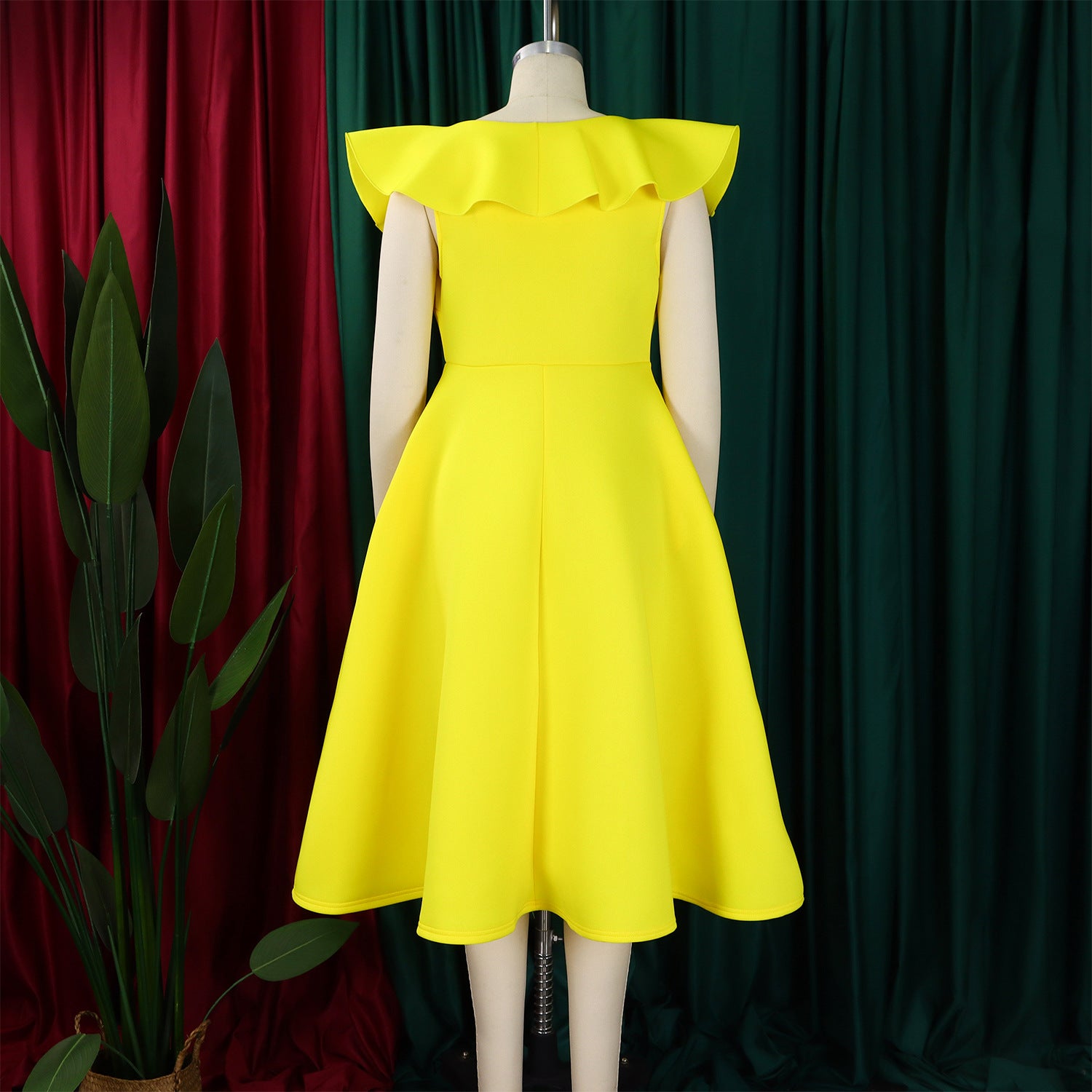 V Neck Floral Ruffle A-line Dress for Women Formal Party Gown 21