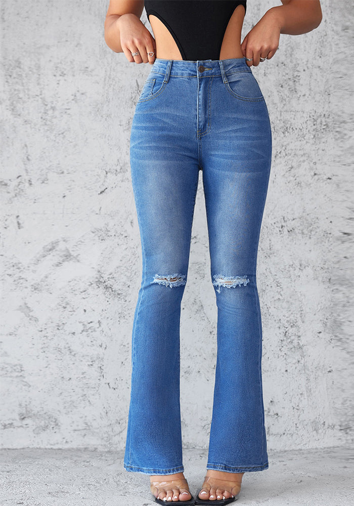 Slim Fit High-Waist Stretch Ripped Women's Denim Pants