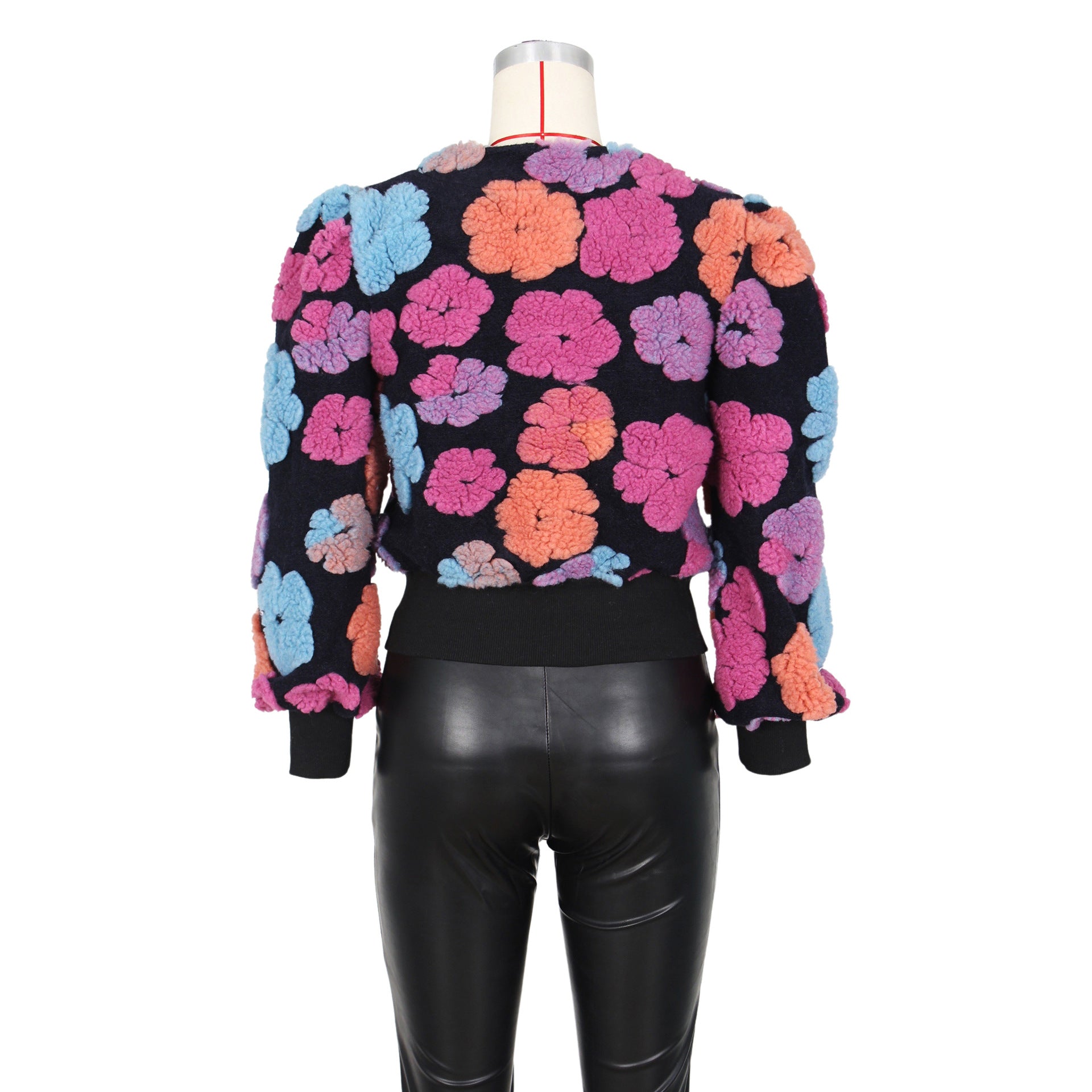 Women Fall and Winter Retro Flower Crop Jacket 27