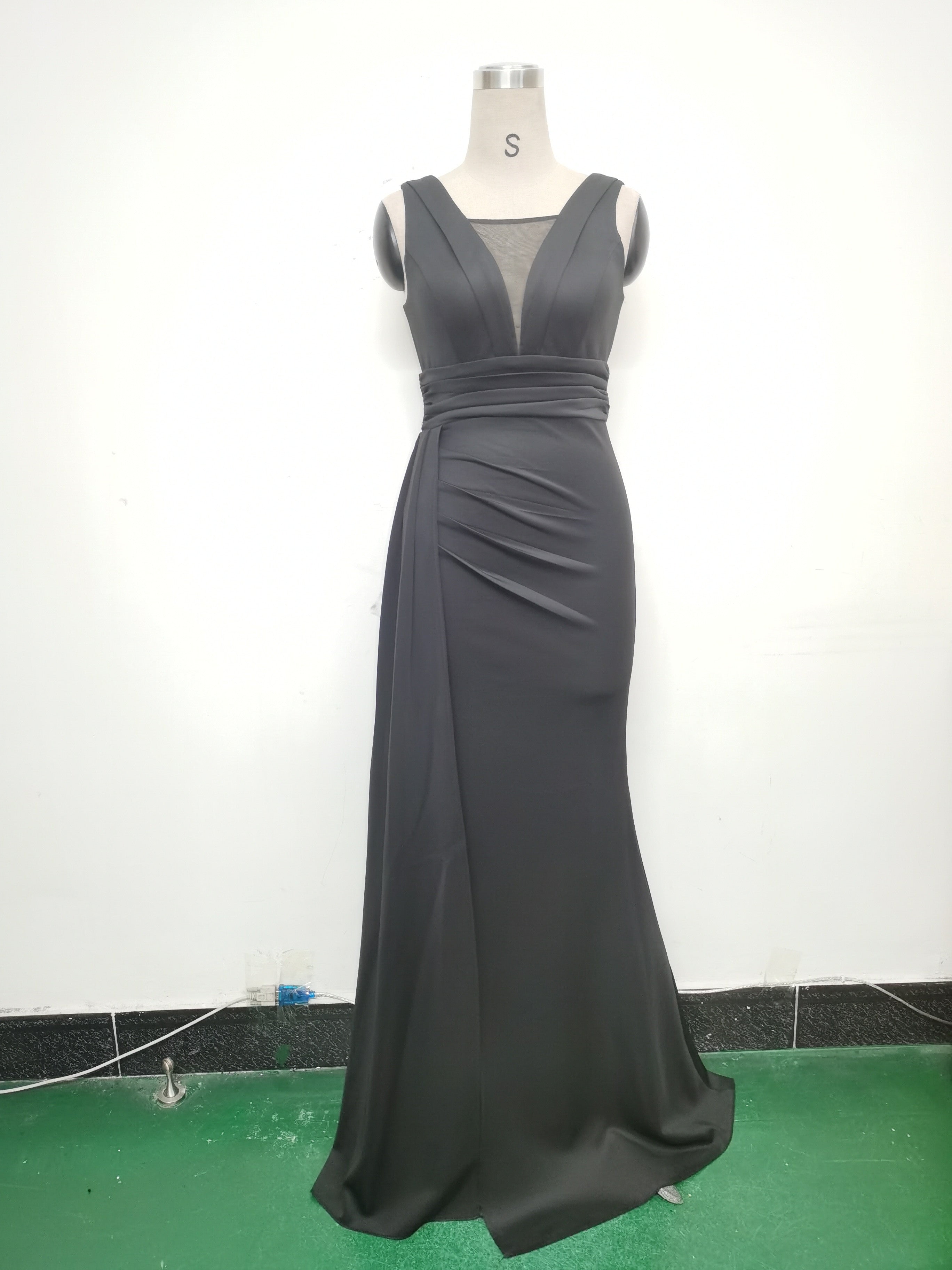 Women Pleated Satin Evening Dress 20