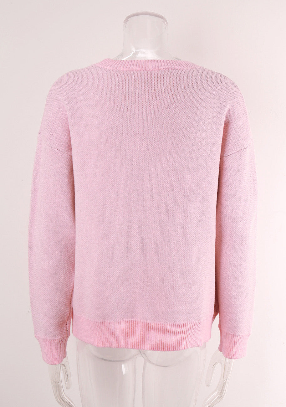 Autumn Winter Sweater Women's Bow Color Matching Knitting Pullover Shirt 22