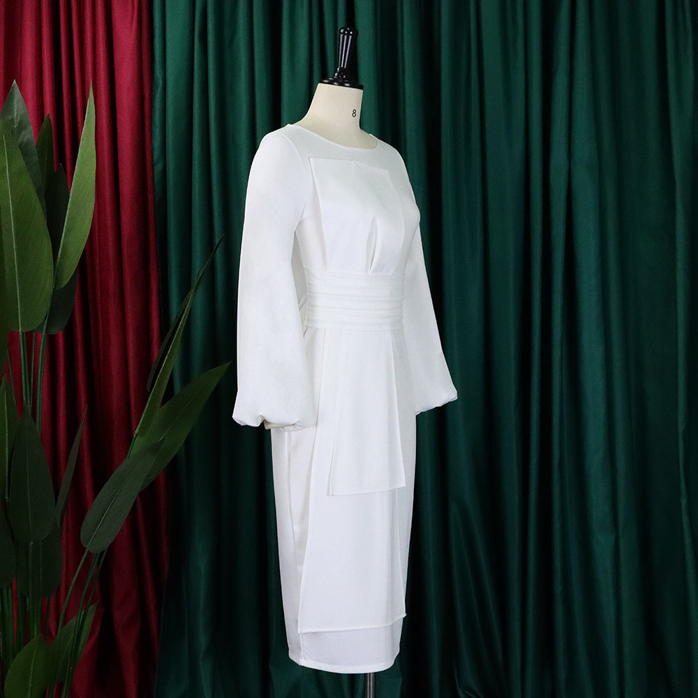 Women's Solid Color Professional Fashion Chic Plus Size Elegant African Dress 23