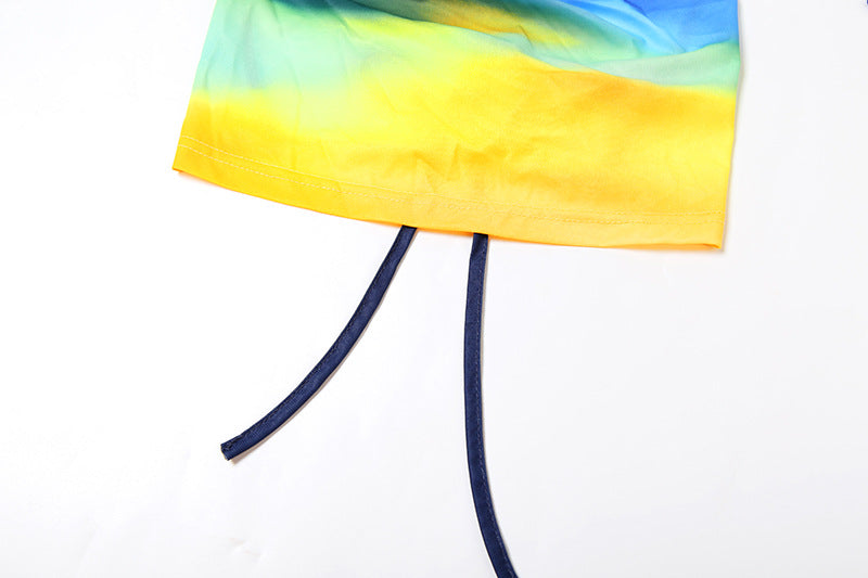 Summer Street Style Print Sleeveless Halter Neck Crop Top & Skirt Set 14