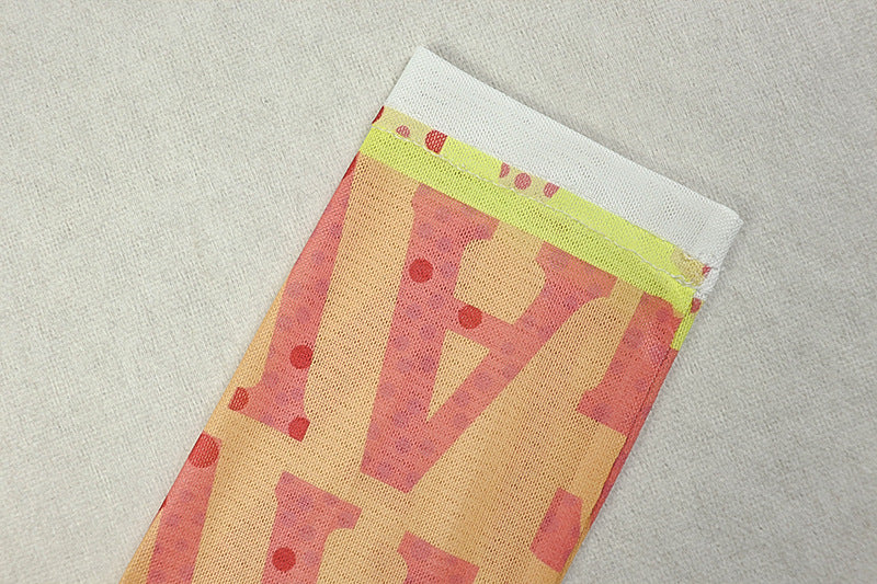 Printed Chic Women's Slim Waist High-Neck Long-Sleeve Sheer Patchwork Long Dress 11