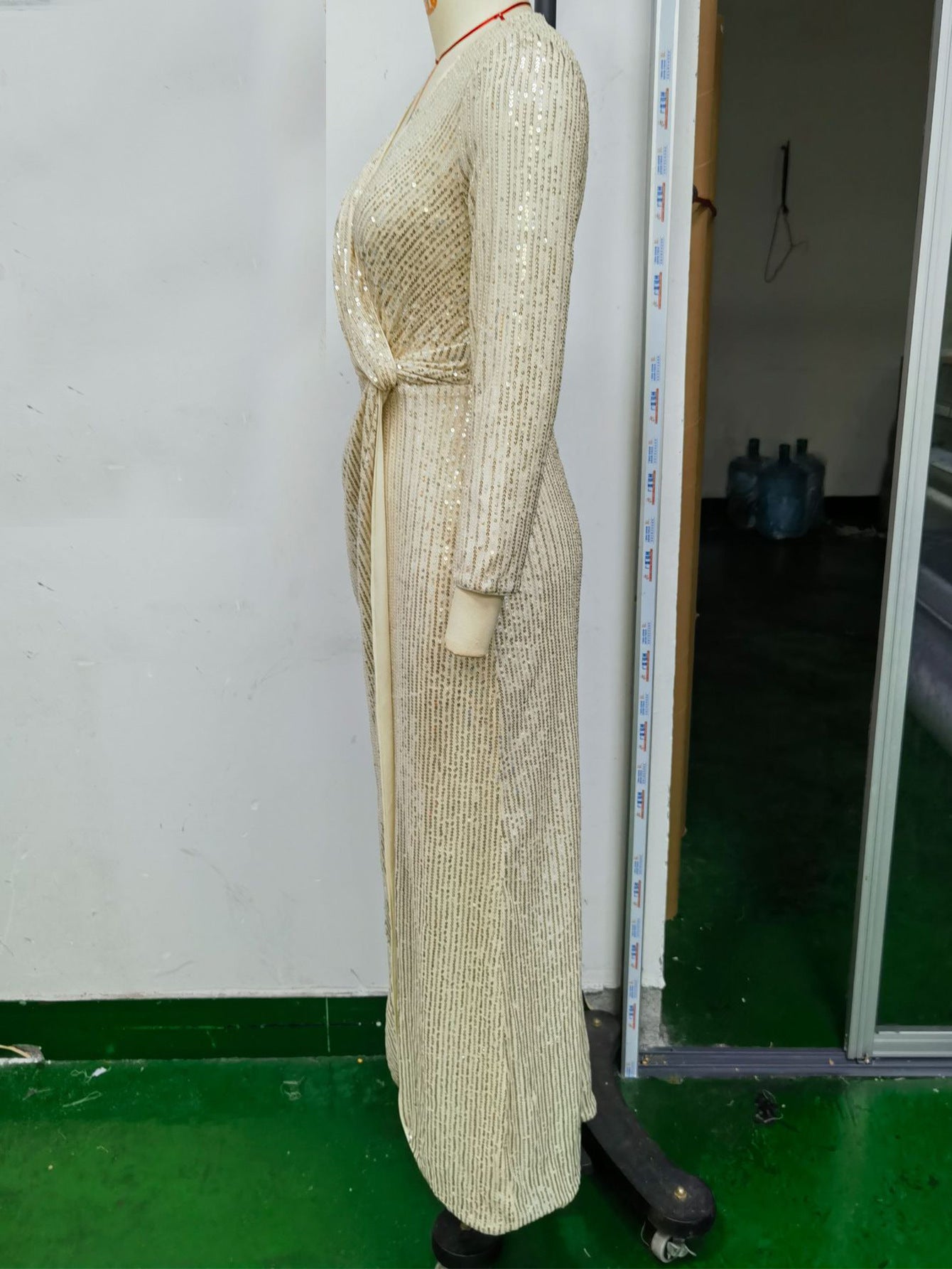 Women Sexy Sequin Long Sleeve Prom Evening Dress 7