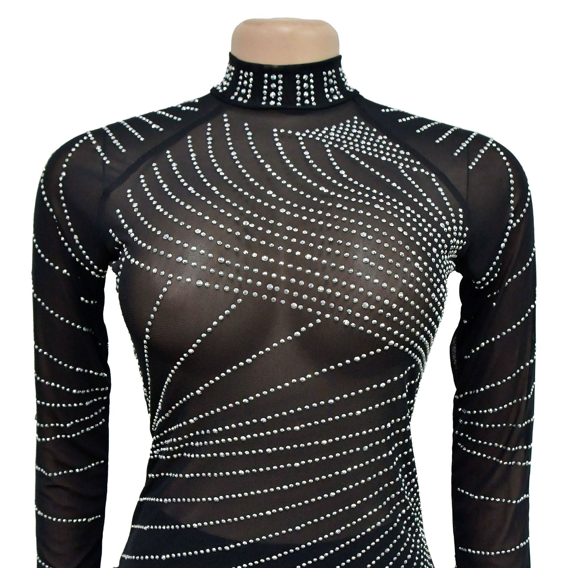 Spring Summer Women's Long-Sleeved Short Solid Color Beaded Mesh Feather Dress 4