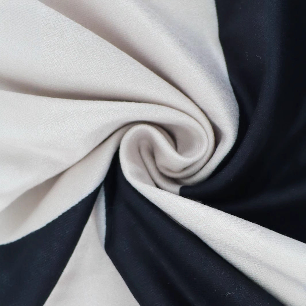 Women Summer Slash Shoulder Pocket Long Sleeve Print Irregular Dress 3