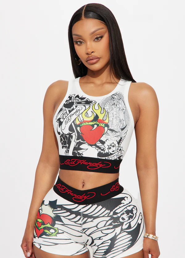 Fashion Print Vest Shorts Set 15