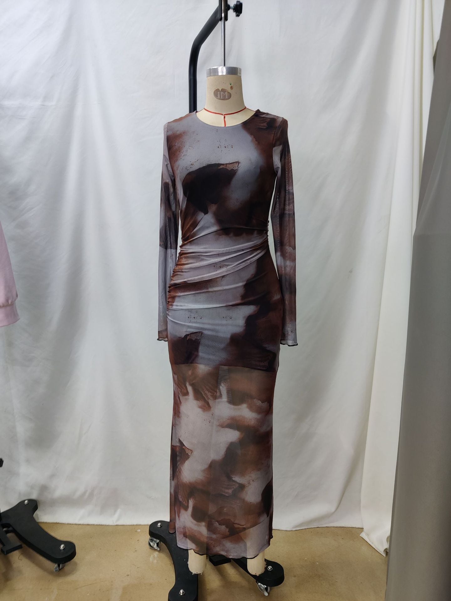 Women Spring/Autumn Printed American Style Long-Sleeved Maxi Dress 7