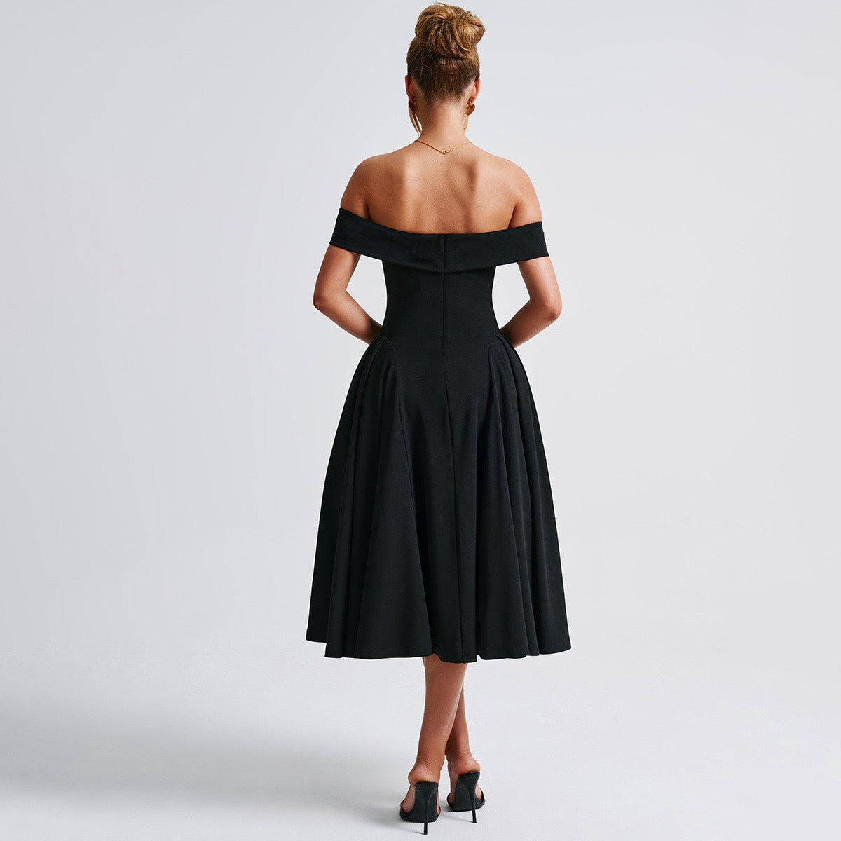 Women Elegant Solid Off Shoulder Formal Party Dress 12