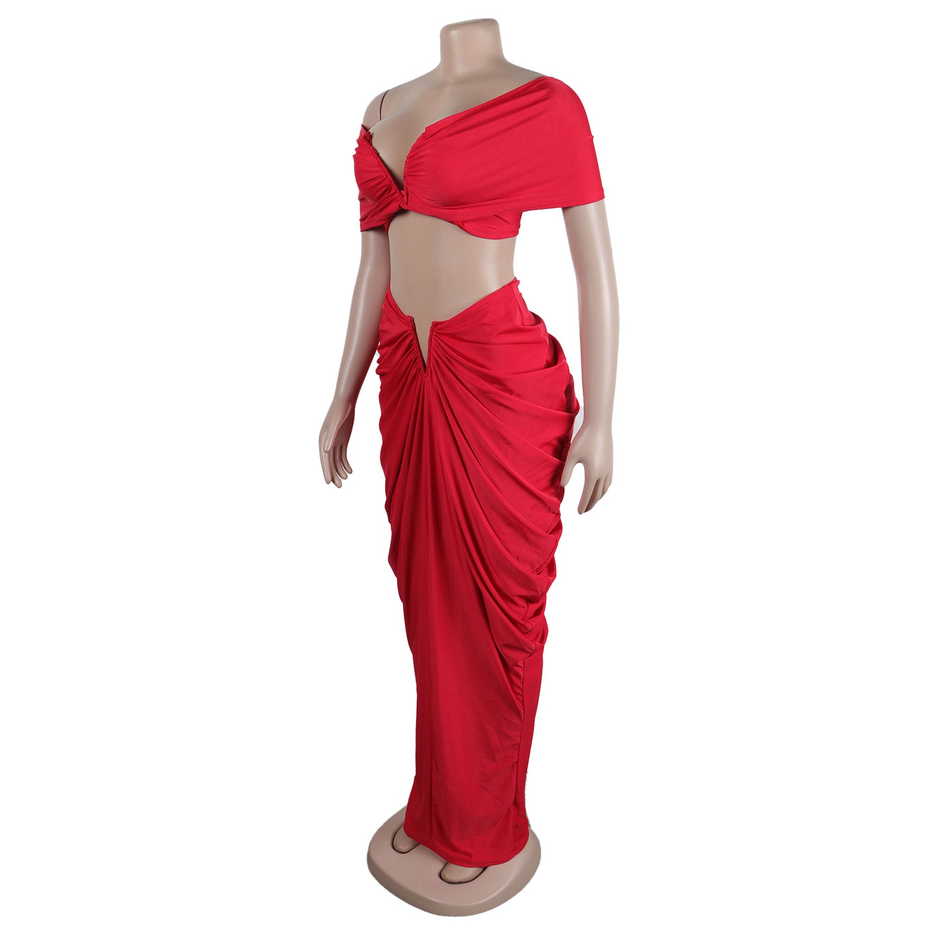 Women Sexy Sleeveless Strapless Crop Top and pleated Skirt two-piece set 24