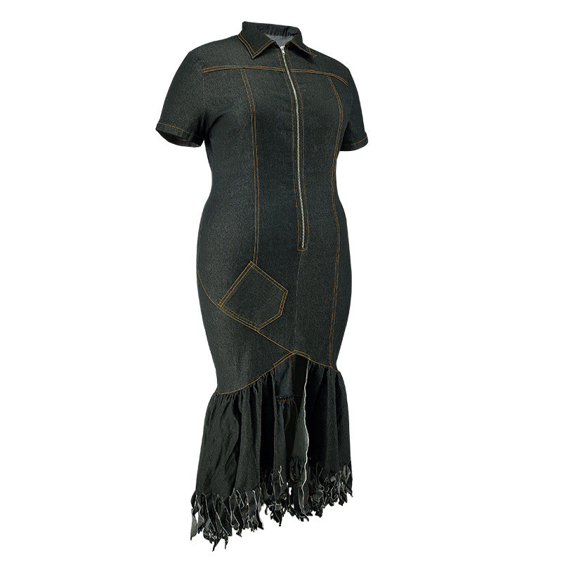 Elegant Plus Size Women's Denim Dress 10