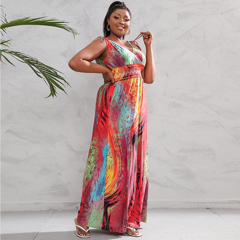 Plus Size Women Boho Print Beach Holidays Dress 9