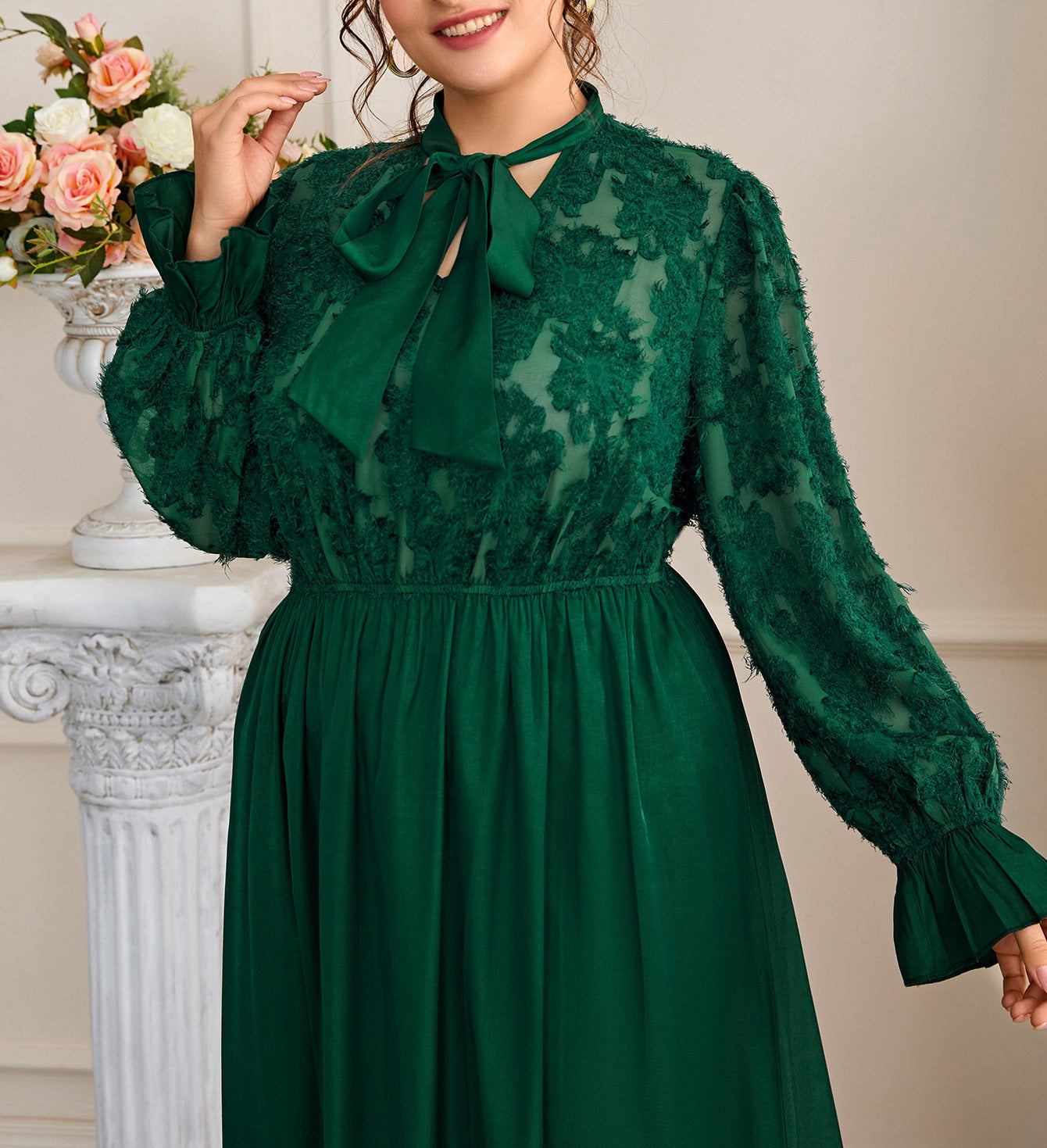 Autumn Winter Plus Size Women's Elegant Chic comfortable Waist Long Dress 7