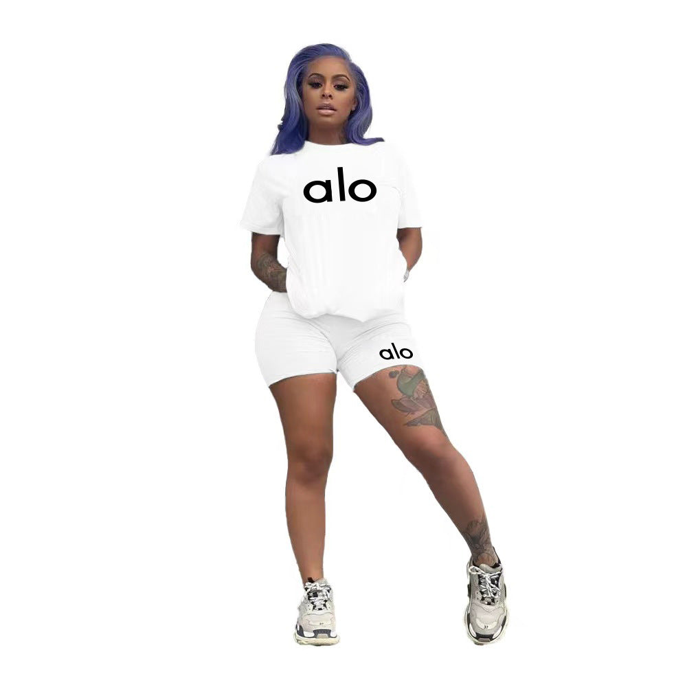 Women Summer Casual Printed Two-Piece Top and Shorts Set 5